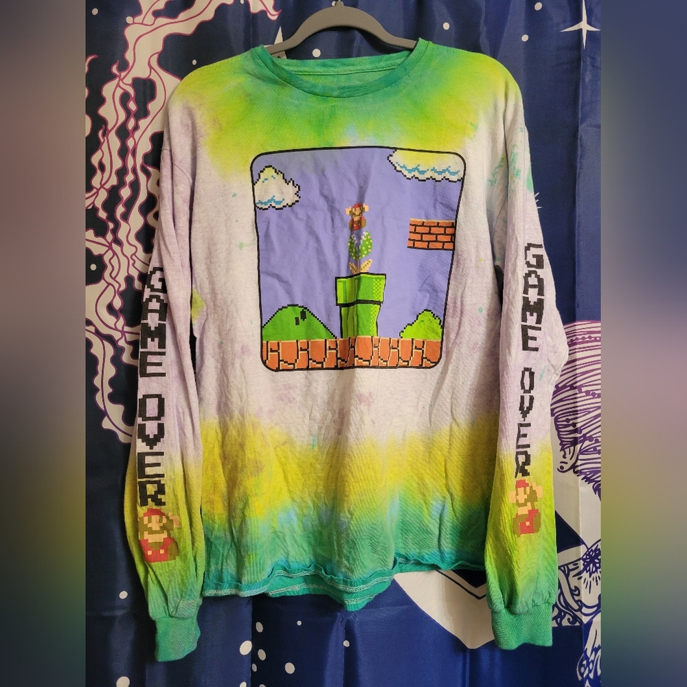NES Nintendo Mario Bros Hand Tie-Dyed Shirt